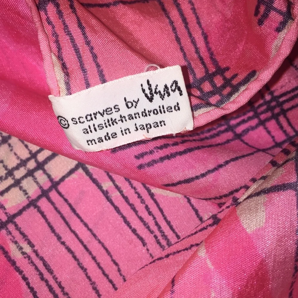 VERA Vintage pink silk square scarf 30” x 30”